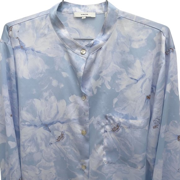 VINCE - Painted Magnolia Band Collar Blouse - V651012321 - Size L (NWOT) - Picture 5 of 12